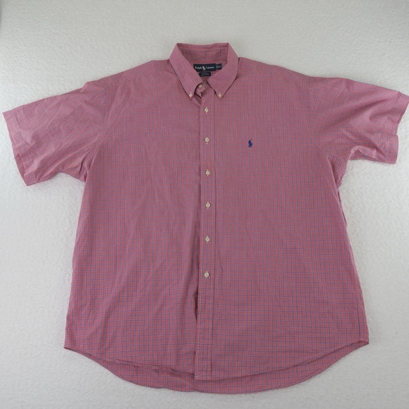 Ralph Lauren Other - Ralph Lauren Blake Short Sleeve Button Up Shirt Mens 2XL XXL‎ Red Blue Cotton